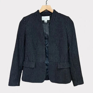 H&M Wool Blend Navy Blue Lined Pinstriped Blazer Women’s Size 2